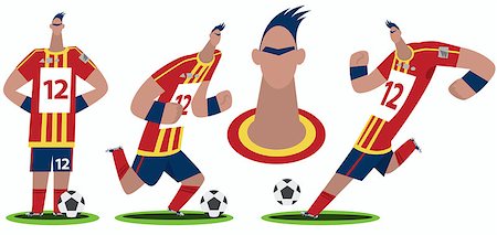 flat soccer ball - Set of stylized football or soccer player in different situation, stands, runs, kick ball. Front face full body view. Close up portrait. Cartoon style Stock Photo - Budget Royalty-Free & Subscription, Code: 400-09153163