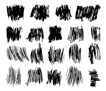 simsearch:400-08492974,k - Set of grunge painted vector stains, textured black ink brush strokes, modern grunge elements Foto de stock - Super Valor sin royalties y Suscripción, Código: 400-09153315