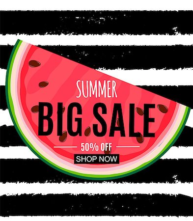 flamingo not pink not bird - Abstract Summer Sale Background with Watermelon. Vector Illustration EPS10 Stock Photo - Budget Royalty-Free & Subscription, Code: 400-09153551