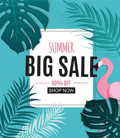 flamingo not pink not bird - Abstract Summer Sale Background with Frame. Vector Illustration EPS Stock Photo - Budget Royalty-Free & Subscription, Code: 400-09153553