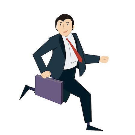 fakes_designer (artist) - Happy businessman running with case in his hand. Concept of successful business or late for woek. Vector, illustration, flat Photographie de stock - Aubaine LD & Abonnement, Code: 400-09153569
