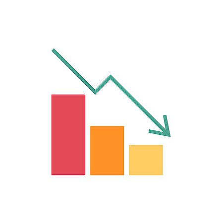 simsearch:400-04595089,k - Falling chart flat icon on white Photographie de stock - Aubaine LD & Abonnement, Code: 400-09153576