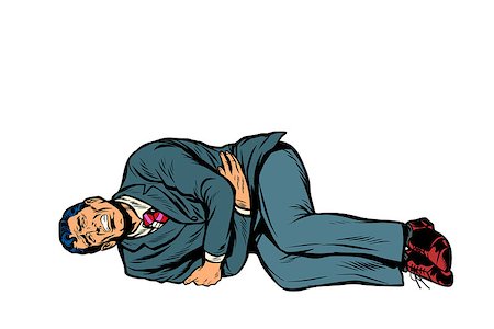 simsearch:400-06476910,k - man lies hurts stomach. Isolate on white background. Pop art retro vector illustration comic cartoon kitsch drawing Stock Photo - Budget Royalty-Free & Subscription, Code: 400-09153589