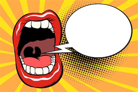 Open mouth comic balloon. Pop art retro vector illustration kitsch vintage Photographie de stock - Aubaine LD & Abonnement, Code: 400-09153626