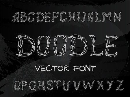 simsearch:400-08793224,k - Plexus chalk hand drawing doodle alphabet, vector illustration. Photographie de stock - Aubaine LD & Abonnement, Code: 400-09153630