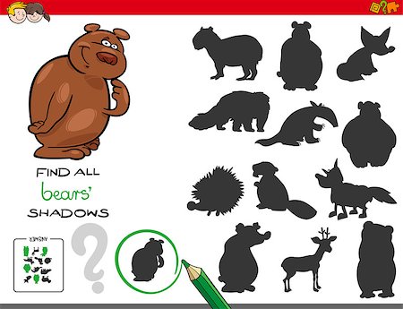 Cartoon Illustration of Finding All Bears Shadows Educational Activity for Children Foto de stock - Super Valor sin royalties y Suscripción, Código: 400-09153665