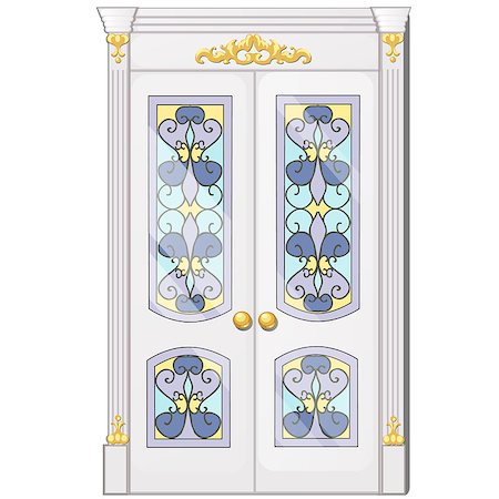 Entrance door with exquisite ornamentation. Vector illustration. Filigree ornament. Stockbilder - Microstock & Abonnement, Bildnummer: 400-09153689