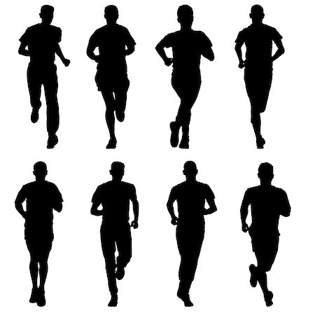 simsearch:400-04273380,k - Set of silhouettes Runners on sprint, man. Foto de stock - Super Valor sin royalties y Suscripción, Código: 400-09153696