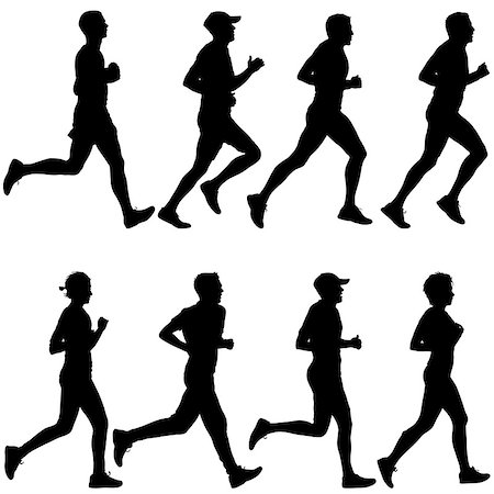 simsearch:400-04273380,k - Set of silhouettes. Runners on sprint, man and woman. Foto de stock - Super Valor sin royalties y Suscripción, Código: 400-09153697