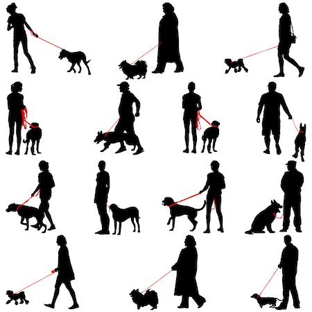 simsearch:400-09081887,k - Set ilhouette of people and dog. Vector illustration. Fotografie stock - Microstock e Abbonamento, Codice: 400-09153704