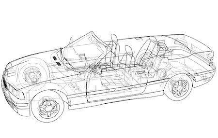 simsearch:400-06793285,k - Car cabriolet concept. Vector rendering of 3d. Wire-frame style. The layers of visible and invisible lines are separated Foto de stock - Royalty-Free Super Valor e Assinatura, Número: 400-09153725