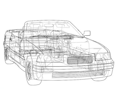 simsearch:400-06793285,k - Car cabriolet concept. Vector rendering of 3d. Wire-frame style. The layers of visible and invisible lines are separated Foto de stock - Royalty-Free Super Valor e Assinatura, Número: 400-09153726