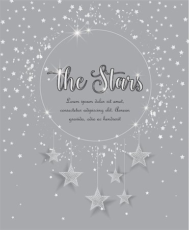 simsearch:400-08411358,k - Vector illustration of stars on a grey background. Night sky. Cheerful party and celebration Foto de stock - Super Valor sin royalties y Suscripción, Código: 400-09153788