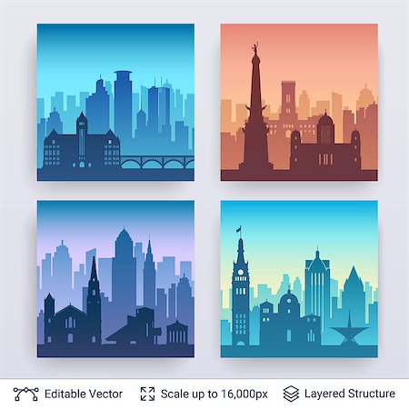 simsearch:400-09110468,k - Flat well known silhouettes. Vector illustration easy to edit for flyers, posters or book covers. Stockbilder - Microstock & Abonnement, Bildnummer: 400-09153833