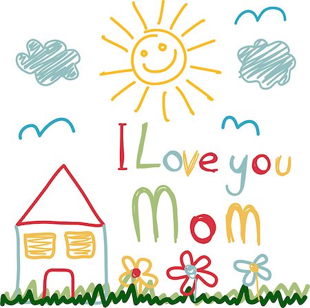 Mothers day card made by a child Fotografie stock - Microstock e Abbonamento, Codice: 400-09153875