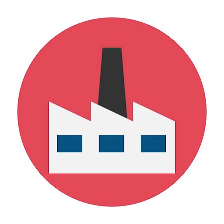 Factory flat icon on red Stock Photo - Budget Royalty-Free & Subscription, Code: 400-09153976