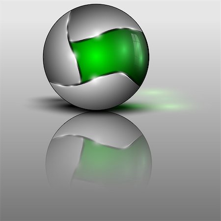 simsearch:400-05041370,k - Vector illustration of green colorful sphere as emblem with grey metal segments Stock Photo - Budget Royalty-Free & Subscription, Code: 400-09153987