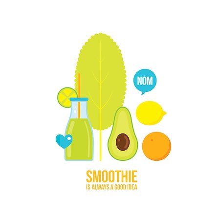 simsearch:400-08977333,k - Fresh summer drink Smoothie Juice Cocktail with fruits Vector illustration Stock Photo - Budget Royalty-Free & Subscription, Code: 400-09170360