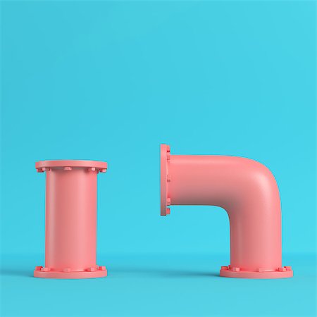 simsearch:400-09001795,k - Red water pipes on bright blue background in pastel colors. Minimalism concept. 3d rendering Stockbilder - Microstock & Abonnement, Bildnummer: 400-09170396