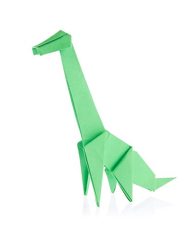 simsearch:400-09170569,k - Green dinosaur Brachiosaurus of origami, isolated on white background. Foto de stock - Super Valor sin royalties y Suscripción, Código: 400-09170431