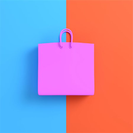 simsearch:400-08772748,k - Pink shopping bag on bright blue orange background. Minimalism concept. 3d render Foto de stock - Super Valor sin royalties y Suscripción, Código: 400-09170464