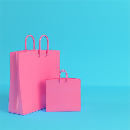 simsearch:400-08772748,k - Pink shopping bags on bright blue background in pastel colors. Minimalism concept. 3d render Foto de stock - Super Valor sin royalties y Suscripción, Código: 400-09170466