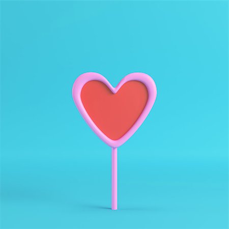 pastel color lollipop candy - Pink with red heart on a stick on bright blue background in pastel colors. Minimalism concept. 3d render Stock Photo - Budget Royalty-Free & Subscription, Code: 400-09170543