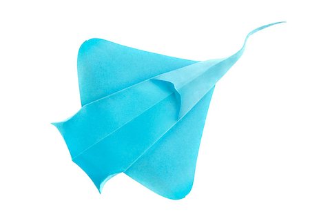 simsearch:400-09170569,k - Blue ocean ray of origami, isolated on white background. Foto de stock - Super Valor sin royalties y Suscripción, Código: 400-09170567
