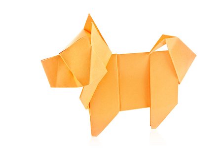 simsearch:400-09170569,k - Orange dog chow-chow of origami, isolated on white background Foto de stock - Super Valor sin royalties y Suscripción, Código: 400-09170569