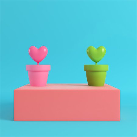 pastel color lollipop candy - Two hearts in the pots on red box on bright blue background in pastel colors. Minimalism concept. 3d render Stock Photo - Budget Royalty-Free & Subscription, Code: 400-09170574
