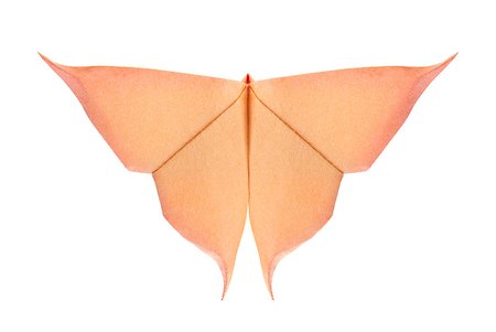 simsearch:400-09170569,k - Orange butterfly of origami, isolated on white background. Foto de stock - Super Valor sin royalties y Suscripción, Código: 400-09170570