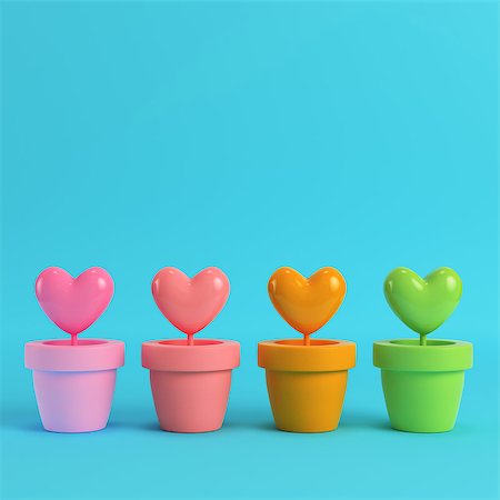 pastel color lollipop candy - Colorfull hearts in the pots on red box on bright blue background in pastel colors. Minimalism concept. 3d render Stock Photo - Budget Royalty-Free & Subscription, Code: 400-09170604