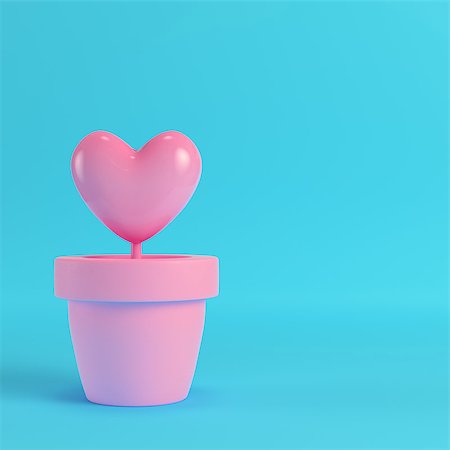pastel color lollipop candy - Pink heart in the pots on red box on bright blue background in pastel colors. Minimalism concept. 3d render Stock Photo - Budget Royalty-Free & Subscription, Code: 400-09170603