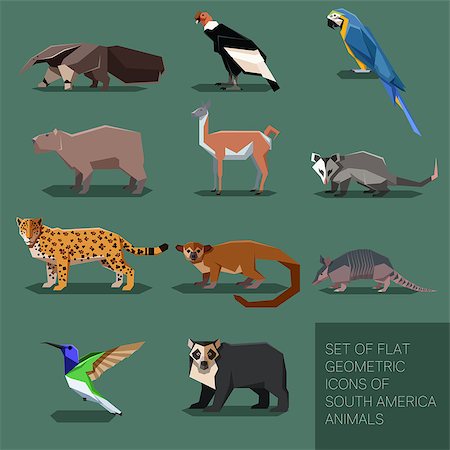 simsearch:400-04534477,k - Set of flat geometric south America animals Foto de stock - Super Valor sin royalties y Suscripción, Código: 400-09170680