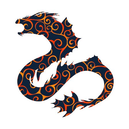 Basilisk pattern silhouette ancient mythology fantasy. Vector illustration. Stock Photo - Budget Royalty-Free & Subscription, Code: 400-09170786