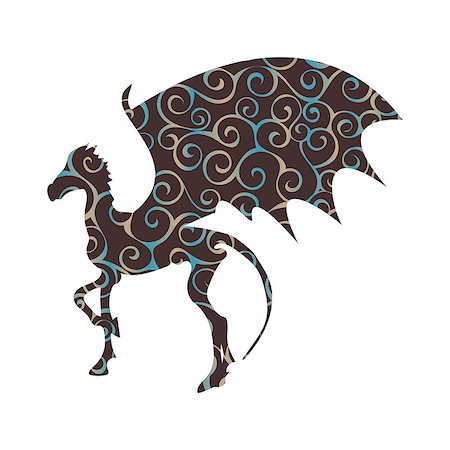 Thestral skeleton horse pattern silhouette mythical animal fantasy. Vector illustration. Stock Photo - Budget Royalty-Free & Subscription, Code: 400-09170794