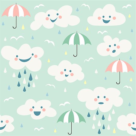 Cute baby cloud pattern vector seamless Stock Photo - Budget Royalty-Free & Subscription, Code: 400-09170872
