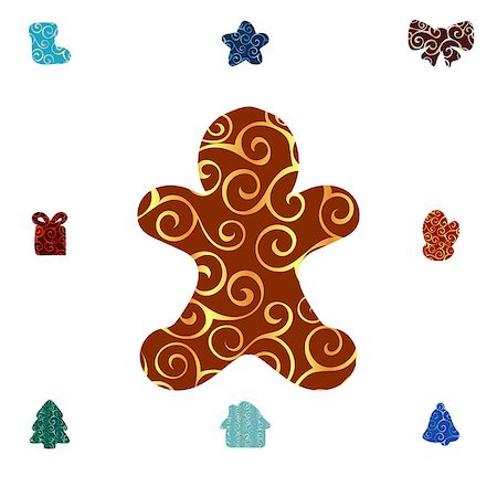 Gingerbread Man pattern silhouette christmas holiday. Vector illustration. Stock Photo - Budget Royalty-Free & Subscription, Code: 400-09170908