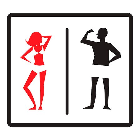 Male and female icons isolated on white background. Stylish toilet WC signs. Vector illustration Stockbilder - Microstock & Abonnement, Bildnummer: 400-09170974