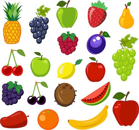 Set of fruit vector illustration Stock Photo - Budget Royalty-Free & Subscription, Code: 400-09171070