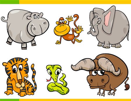 simsearch:400-08916376,k - Cartoon Illustration of Wild Animals Funny Characters Set Foto de stock - Super Valor sin royalties y Suscripción, Código: 400-09171238
