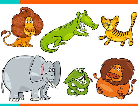 simsearch:400-08916376,k - Cartoon Illustration of Animals Funny Characters Set Foto de stock - Super Valor sin royalties y Suscripción, Código: 400-09171240