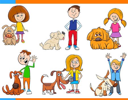 simsearch:400-07034919,k - Cartoon Illustration of Children with Dog Characters Set Foto de stock - Super Valor sin royalties y Suscripción, Código: 400-09171256