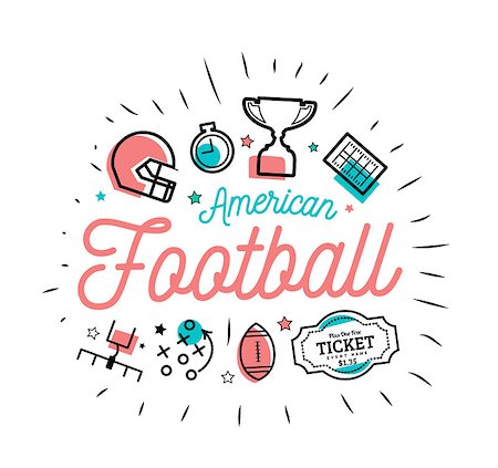 simsearch:400-04397543,k - American football. Vector illustration in the style of thin lines with flat icons on white background Fotografie stock - Microstock e Abbonamento, Codice: 400-09171280