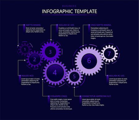simsearch:400-07423002,k - Infographic template with gear with seven elements, steps or options. Intelligent technology hud vector interface. Templates with 7options, parts, steps, processes. Stock Photo - Budget Royalty-Free & Subscription, Code: 400-09171308