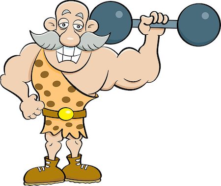 funny picture of weightlifter - Cartoon illustration of a strongman holding a barbell. Stock Photo - Budget Royalty-Free & Subscription, Code: 400-09171319