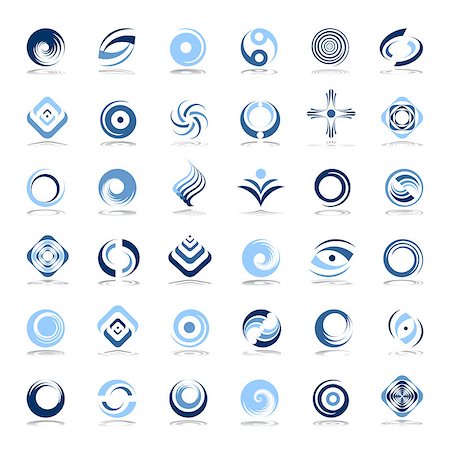 dots spirals - Design elements set. Abstract icons in blue colors. Vector art. Stock Photo - Budget Royalty-Free & Subscription, Code: 400-09171357