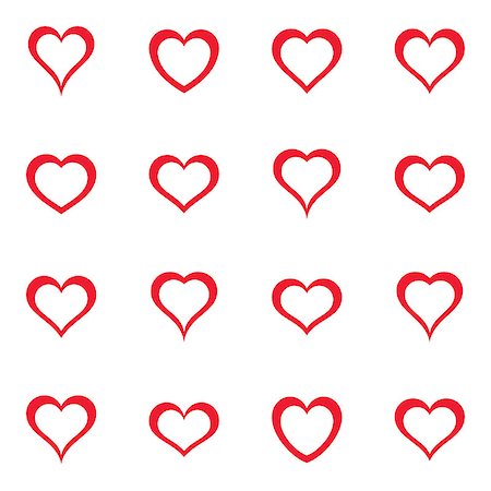 Vector simple red heart icons collection love symbols Stock Photo - Budget Royalty-Free & Subscription, Code: 400-09171436