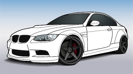 Detailed vector draw of a flat sport car with black stroke option for custom able color for kids drawing book. Foto de stock - Royalty-Free Super Valor e Assinatura, Número: 400-09171466