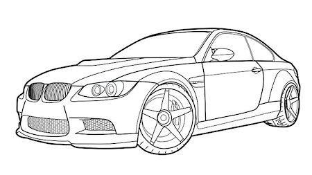 Detailed vector draw of a flat sport car with black stroke option for custom able color for kids drawing book. Foto de stock - Royalty-Free Super Valor e Assinatura, Número: 400-09171467